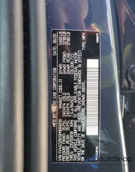 2021 Volvo Xc60 T6 Momentum из США, поврежденный, VIN YV4A22RK6M1684810